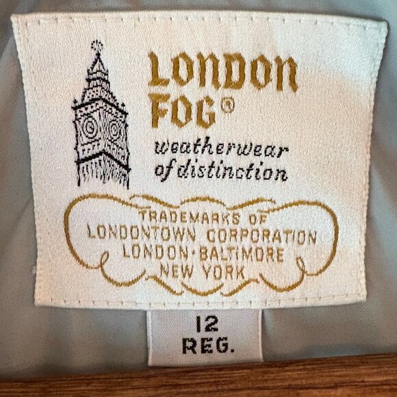 VTG 60s 70s London Fog Trench Coat Midi Length Pastel Purple White Trim Size 12 - Picture 6 of 8